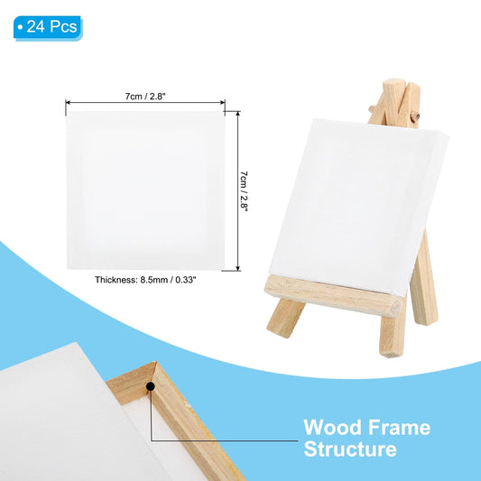 7x7cm 24Pcs Mini chevalets en bois - 7 cm de largeur, 7 cm de hauteur (lot de 24 pièces) | Compact, pratique et élégant pour vos créations | Zaydra